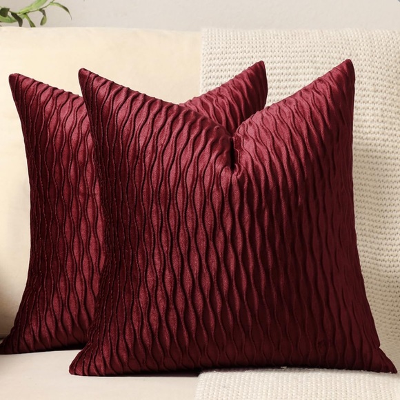 Elegant Burgundy Throw Pillow Covers-Pack of 2 - Picture 3 of 9